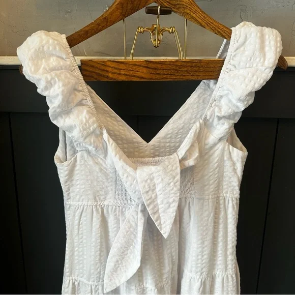 Old Navy Womens Cottagecore Tiered Seersucker All Day Midi‎ Dress Size S White - Picture 4 of 15